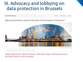 III. Advocacy and lobbying on
data protection in Brussels
 