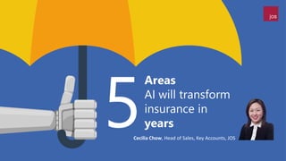 Areas
AI will transform
insurance in
years
Cecilia Chow, Head of Sales, Key Accounts, JOS
 