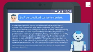 24x7 personalised customer services
Many Hong Kong leading insurance providers have started their chatbot
journeys. They h...
