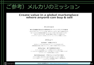 ご参考）メルカリのミッション
Copyright© POStudy . All rights reserved.～アジャイル・プロダクトマネジメント研究会～ 48メルカリ 会社案内より - https://about.mercari.com/about/
 