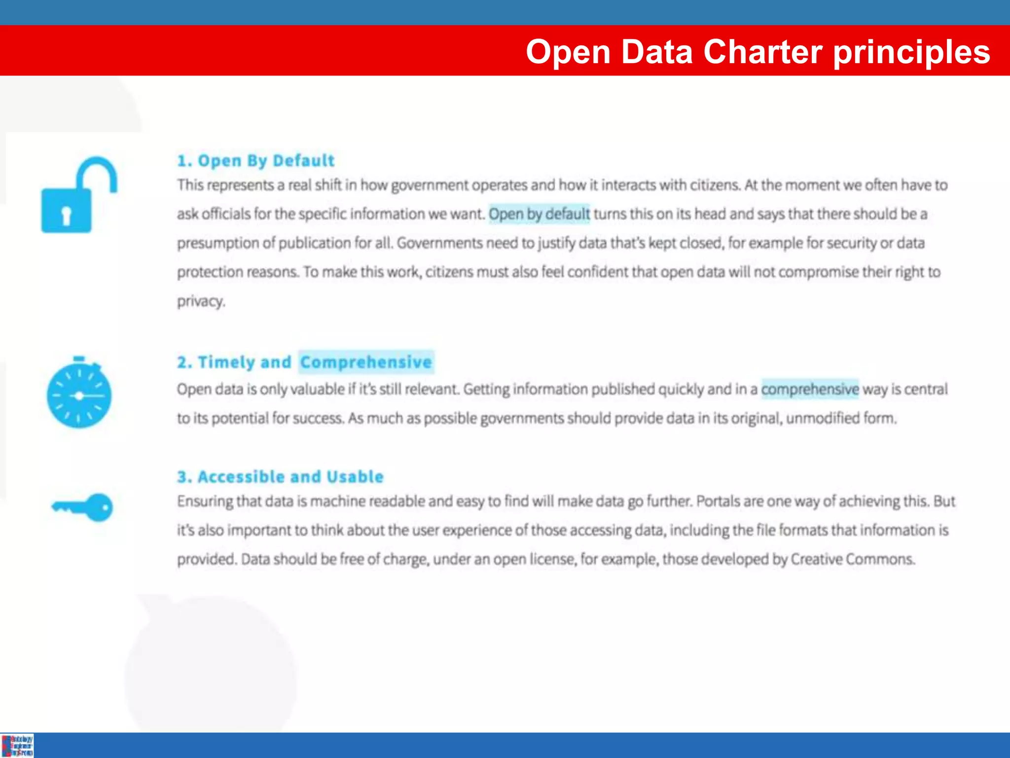 Open Data Charter principles
 