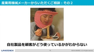13 ©2018 UNIADEX, Ltd. All rights reserved.
産業用機械メーカーからいただくご相談：その２
自社製品を顧客がどう使っているかがわからない
 