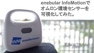 enebular InfoMotionで
オムロン環境センサーを
可視化してみた。
野良ハックチーム
ざっきー
2018/9/27 enebular developer Meetup Vol.3
 