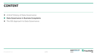 © Fraunhofer ISST
CONTENT
 A Brief History of Data Governance
 Data Governance in Business Ecosystems
 The IDS Approach to Data Governance
public· 20
 