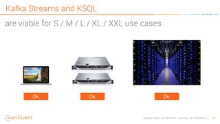 44Apache Kafka and Machine Learning – Kai Waehner
Kafka Streams and KSQL
Ok. Ok. Ok.
are viable for S / M / L / XL / XXL use cases
 