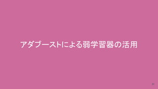 21
アダブーストによる弱学習器の活用
 