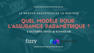 Meetup Insurtech
Assurance paramétrique
Schoolab
2 octobre 2018
 