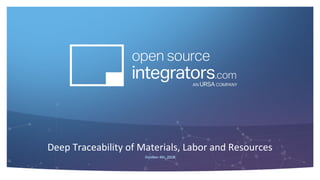 Deep Traceability of Materials, Labor and Resources
October 4th, 2018
 