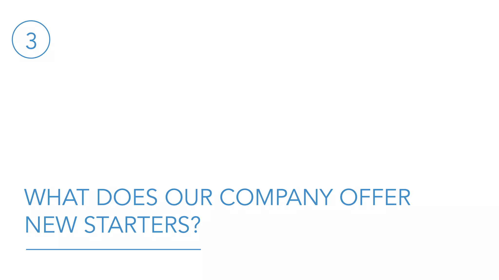 WHAT DOES OUR COMPANY OFFER
NEW STARTERS?
3
 