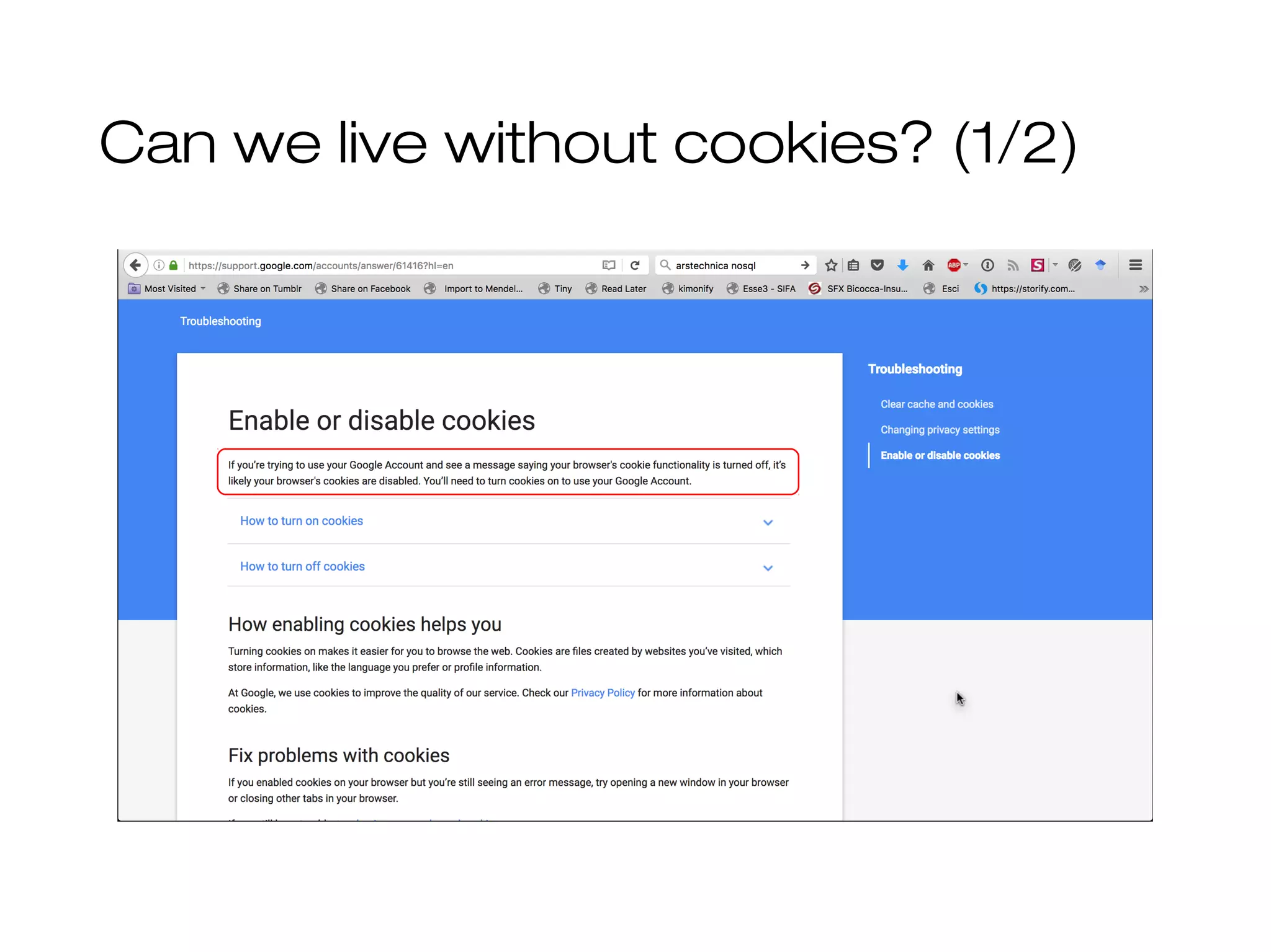 Can we live without cookies? (1/2)
 