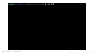 @joatmon08 @TWTechTalksNYC
https://kubernetes.io/docs/tutorials/hello-minikube/
19
 