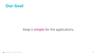 @joatmon08 @TWTechTalksNYC
Our Goal
Keep it simple for the applications.
36
 