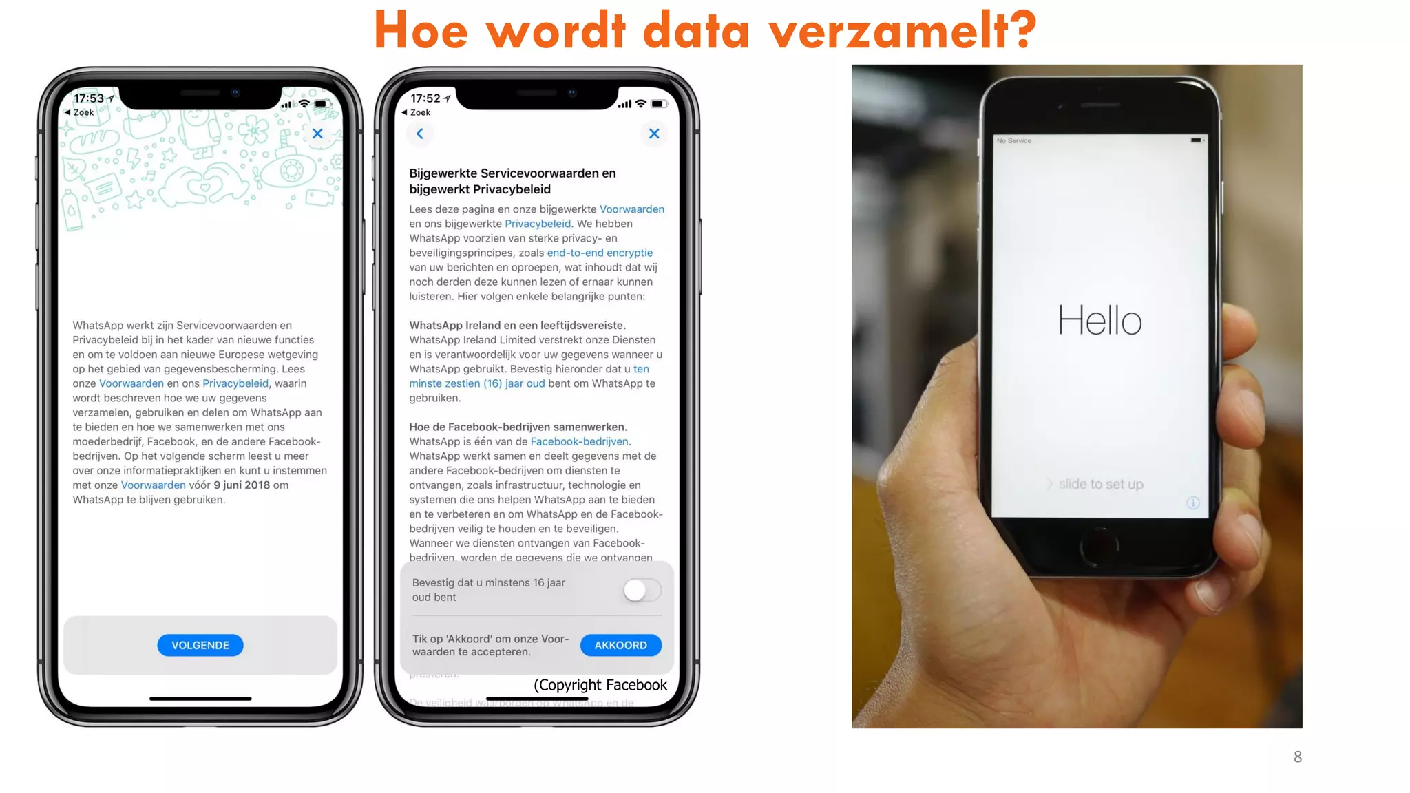 8
Hoe wordt data verzamelt?
(Copyright Facebook
 