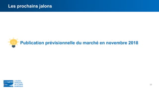 Les prochains jalons
11
Publication prévisionnelle du marché en novembre 2018
 