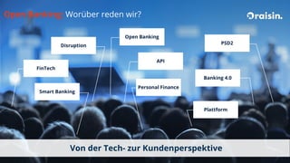 Open Banking: Worüber reden wir?
4
Open Banking
API
PSD2
FinTech
Disruption
Banking 4.0
Personal Finance
Smart Banking
Plattform
Von der Tech- zur Kundenperspektive
 