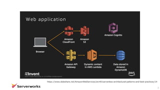 3
https://www.slideshare.net/AmazonWebServices/arc401serverless-architectural-patterns-and-best-practices/14
 
