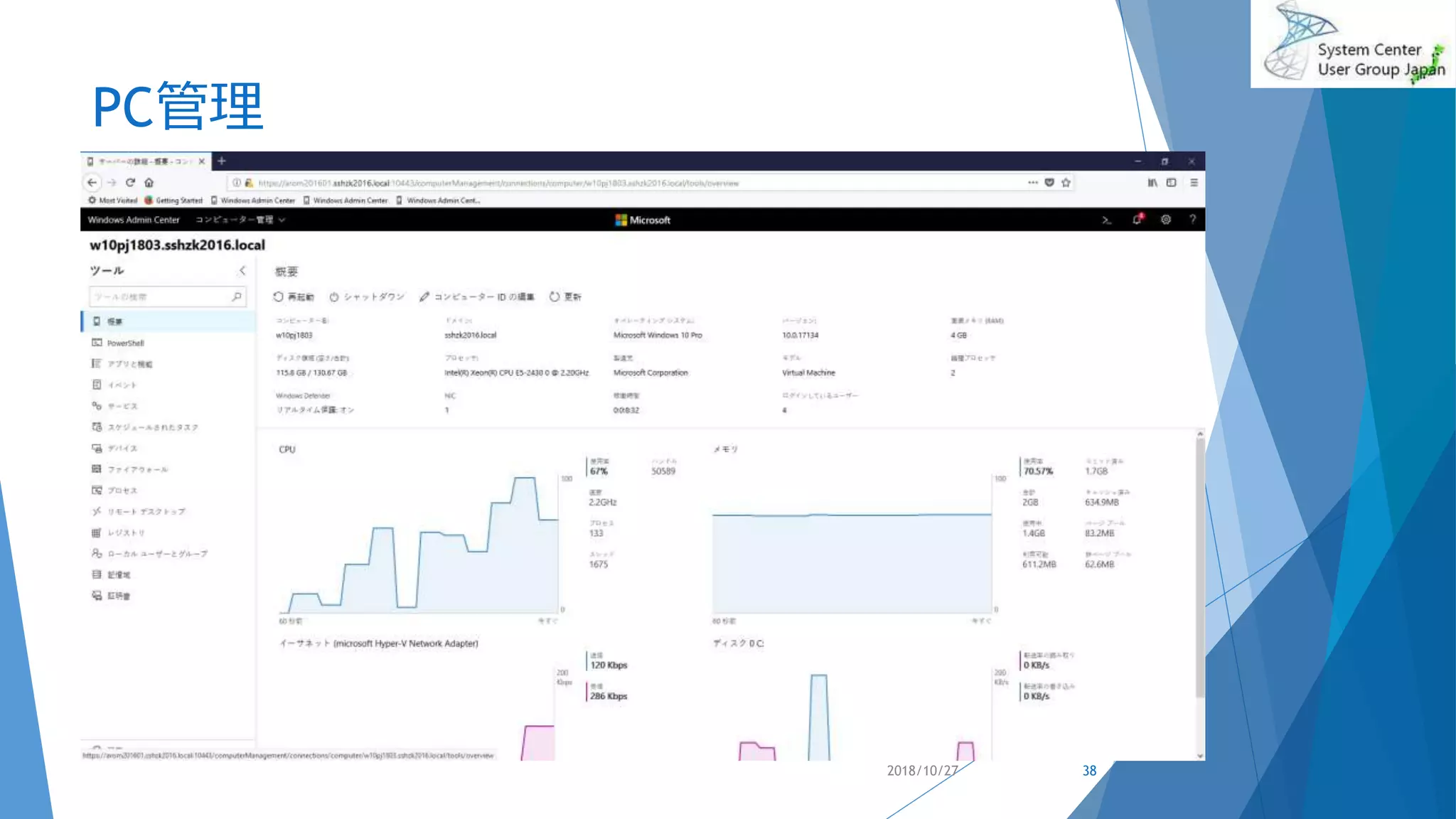 PC管理
2018/10/27 38
 
