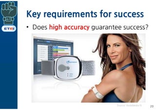 Key requirements for success
• Does high accuracy guarantee success?
20Source: BodyMedia fit
 