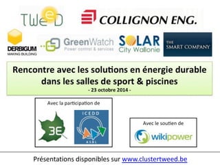 Energie durable & efficacité énergétique dans les piscines | Nivelles - 30 octobre 2018