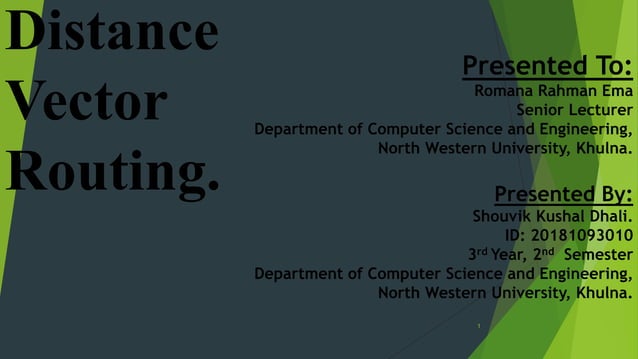 Distance Vector Routing | PPT image.