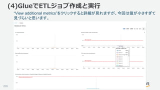 ©2018, Amazon Web Services, Inc. or its affiliates. All rights reserved.
(4)GlueでETLジョブ作成と実行
“View additional metrics”をクリックすると詳細が見れますが、今回は値が小さすぎて
見づらいと思います。
205
 