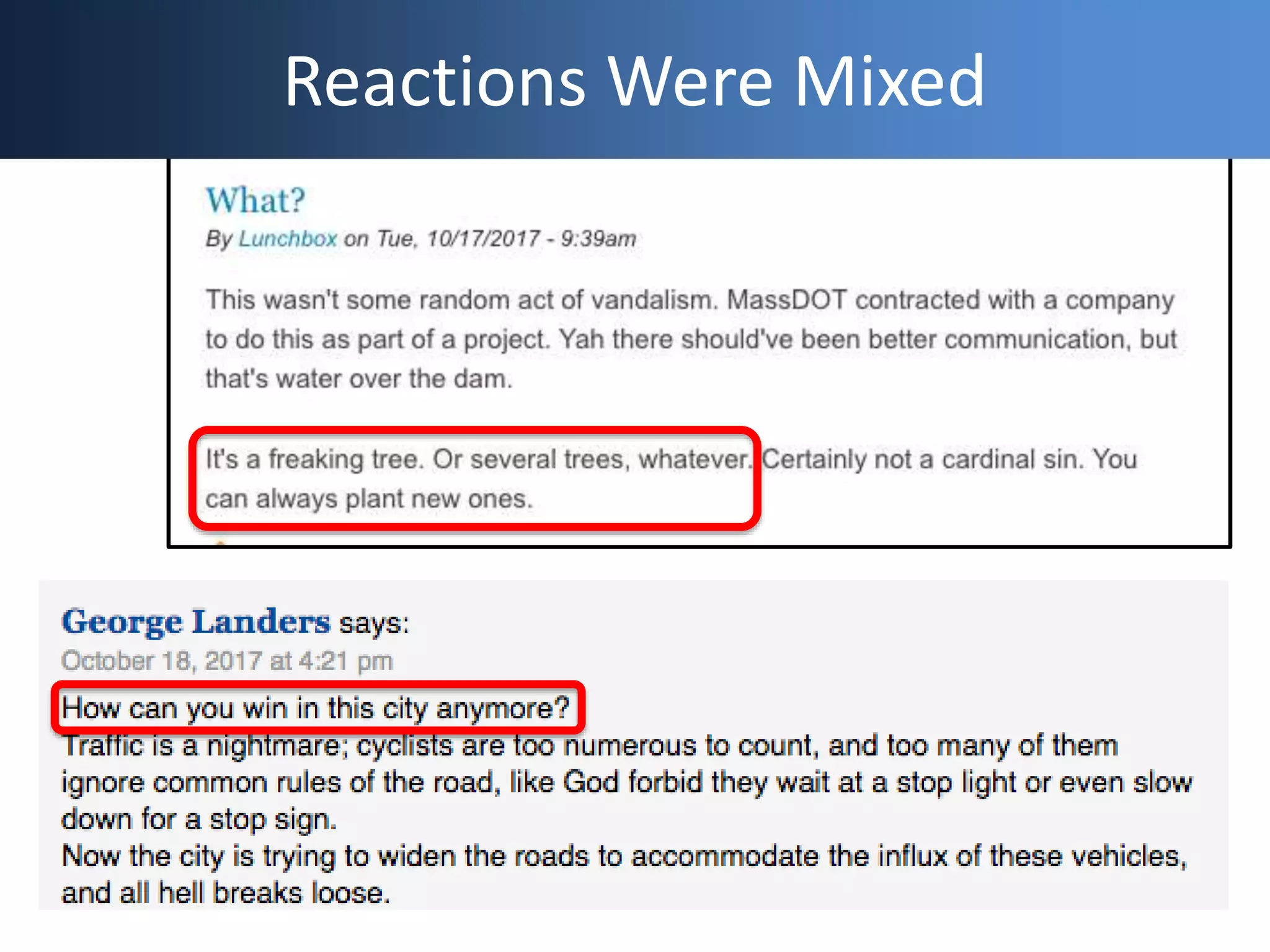 Reactions Were Mixed
 