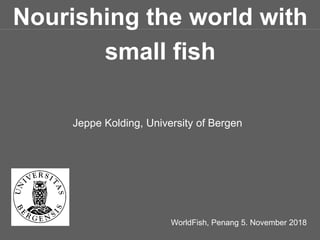 Nourishing the world with
small fish
Jeppe Kolding, University of Bergen
WorldFish, Penang 5. November 2018
 