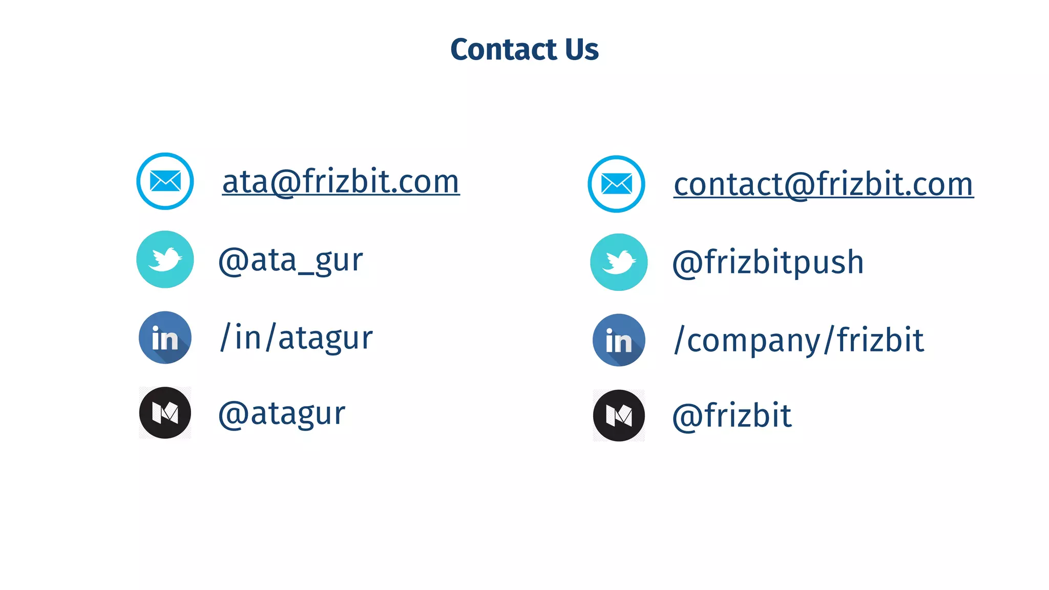 @ata_gur
/in/atagur
@atagur
@frizbitpush
/company/frizbit
@frizbit
ata@frizbit.com contact@frizbit.com
Contact Us
 