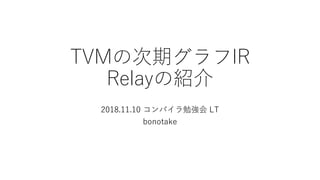 TVMの次期グラフIR
Relayの紹介
2018.11.10 コンパイラ勉強会 LT
bonotake
 