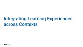 Integrating Learning Experiences
across Contexts
 