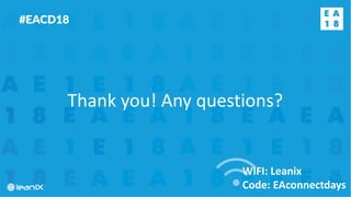 WIFI: Leanix
Code: EAconnectdays
Thank you! Any questions?
 