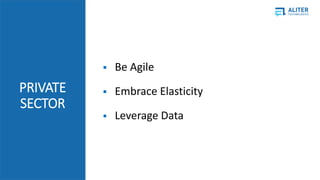 ? Be Agile
? Embrace Elasticity
? Leverage Data
PRIVATE
SECTOR
 