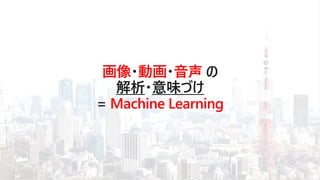 画像 動画 音声
Machine Learning
 
