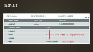設定は？
←クリックの種類に応じた payload を指定
←トピックを指定
 