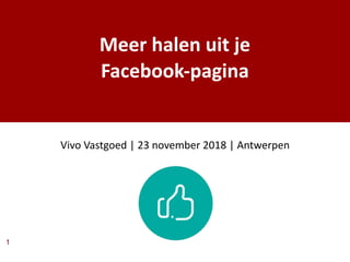1
Meer halen uit je
Facebook-pagina
Vivo Vastgoed | 23 november 2018 | Antwerpen
 