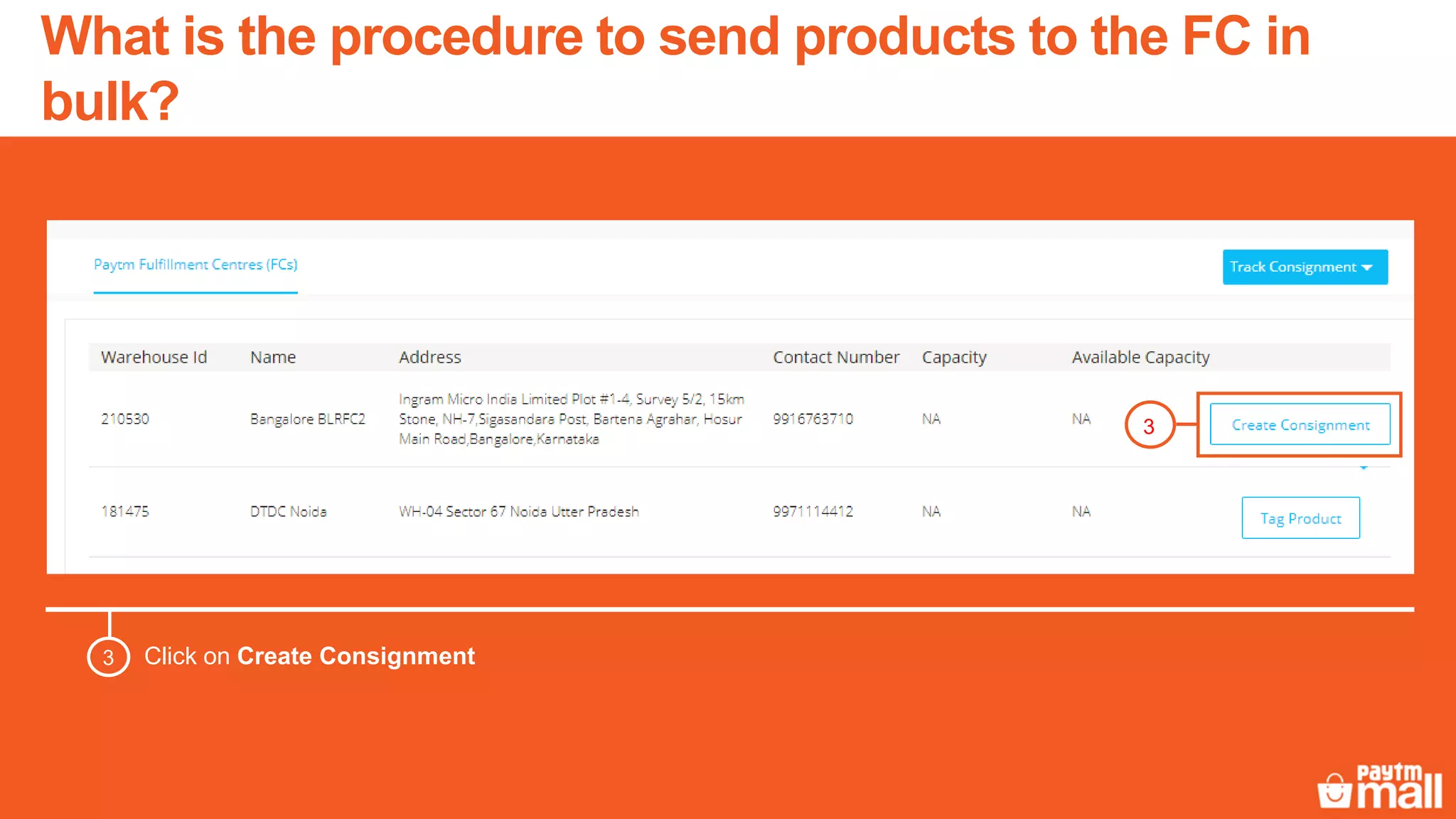 Click on Create Consignment3
3
What is the procedure to send products to the FC in
bulk?
 