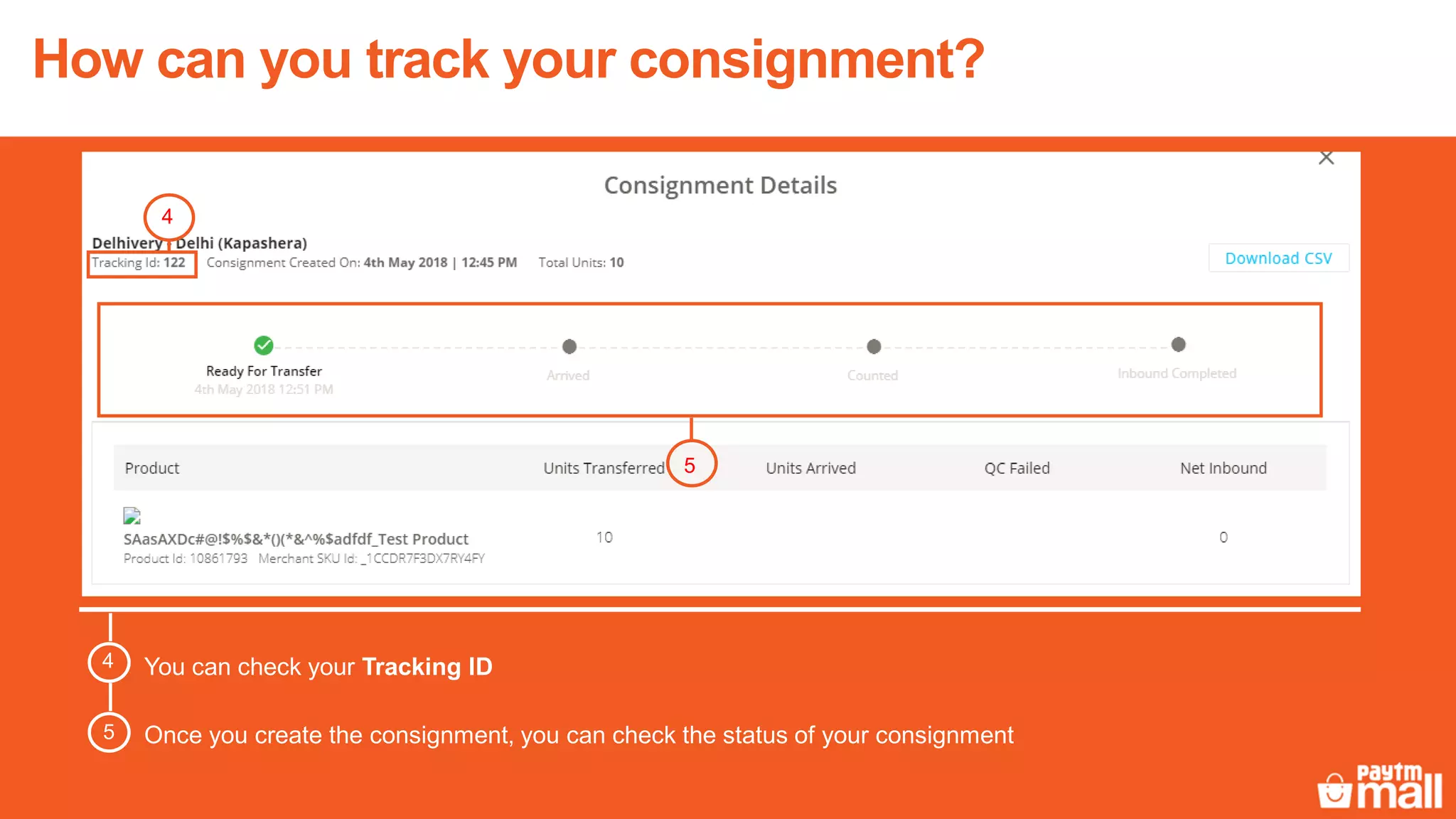 You can check your Tracking ID
Once you create the consignment, you can check the status of your consignment
4
5
5
4
How can you track your consignment?
 
