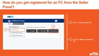 Click on Know about FC2
3
2
Click on Steps to enroll in
FC
3
How do you get registered for an FC from the Seller
Panel?
 