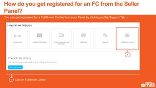 Click on Fulfillment Centre1
1
You can get registered for a Fulfillment Centre from your Panel by clicking on the Support Tab -
How do you get registered for an FC from the Seller
Panel?
 