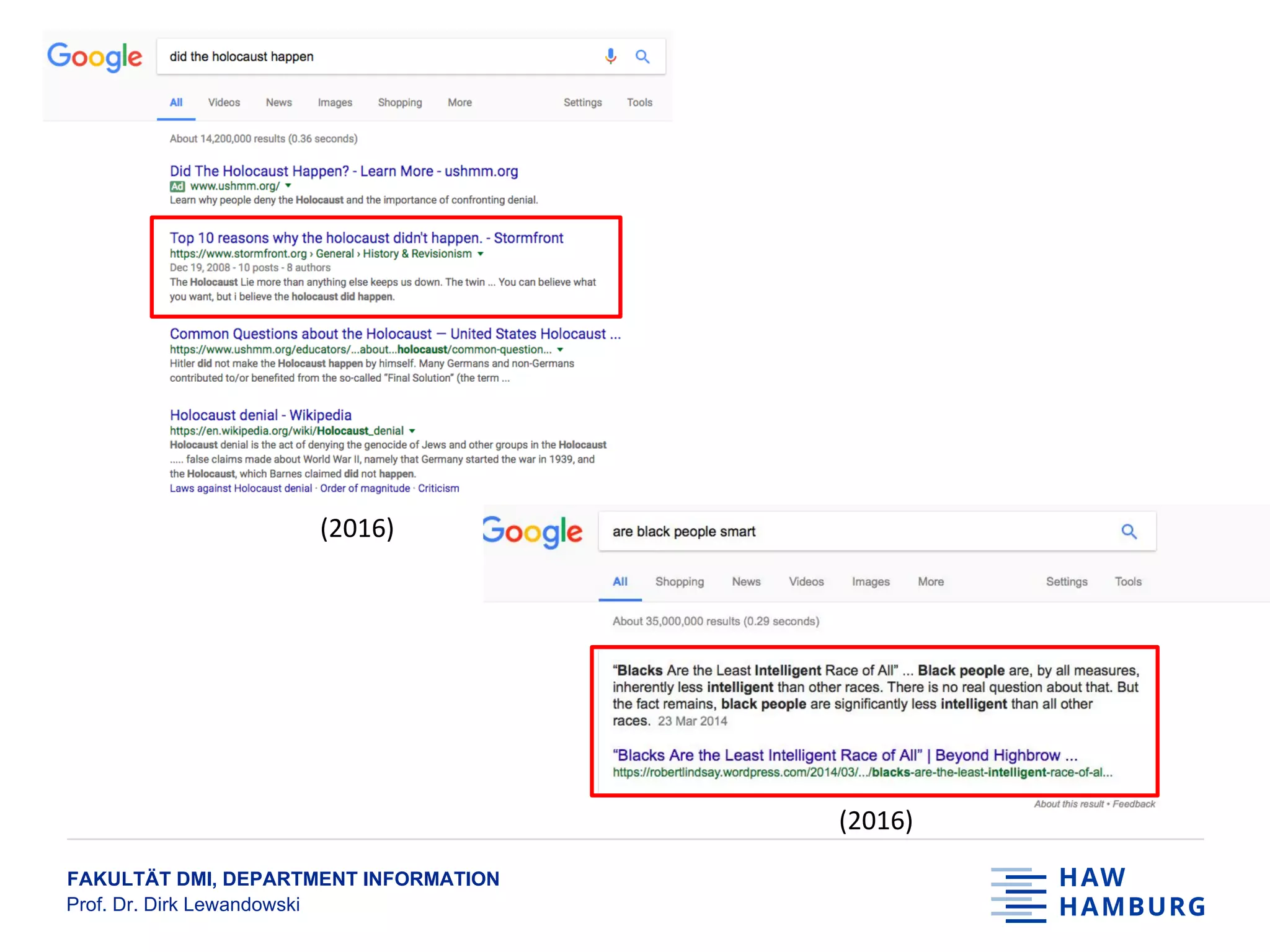 FAKULTÄT DMI, DEPARTMENT INFORMATION
Prof. Dr. Dirk Lewandowski
14
(2016)
(2016)
 