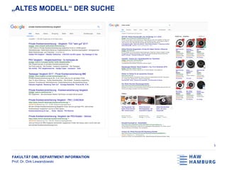 FAKULTÄT DMI, DEPARTMENT INFORMATION
Prof. Dr. Dirk Lewandowski
„ALTES MODELL“ DER SUCHE
5
 