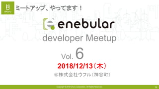 Copyright © 2018 Uhuru Corporation, All Rights Reserved. 19
ミートアップ、やってます！
2018/12/13（木）
＠株式会社ウフル（神谷町）
Vol. 6
developer Meetup
 