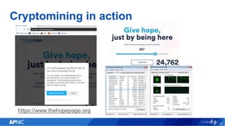 Cryptomining in action
28
https://www.thehopepage.org
 