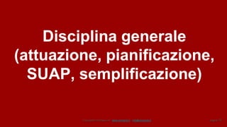 Copyright© Omniavis srl - www.omniavis.it - info@omniavis.it pagina 13
Disciplina generale
(attuazione, pianificazione,
SUAP, semplificazione)
 