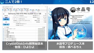 1212二人で2冊！
CrystalDiskInfo開発秘話本
担当：ひよひよ
水晶雫プロデュース本
担当：橘べるちぇ
 