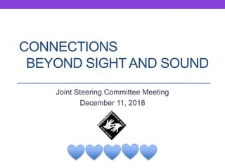 CONNECTIONS
BEYOND SIGHT AND SOUND
Joint Steering Committee Meeting
December 11, 2018
 