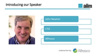 Underwritten by:
John Newton
CTO
Alfresco
Introducing our Speaker
 