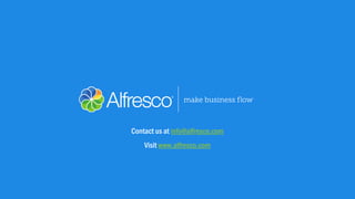 Contact us at info@alfresco.com
Visit www.alfresco.com
 