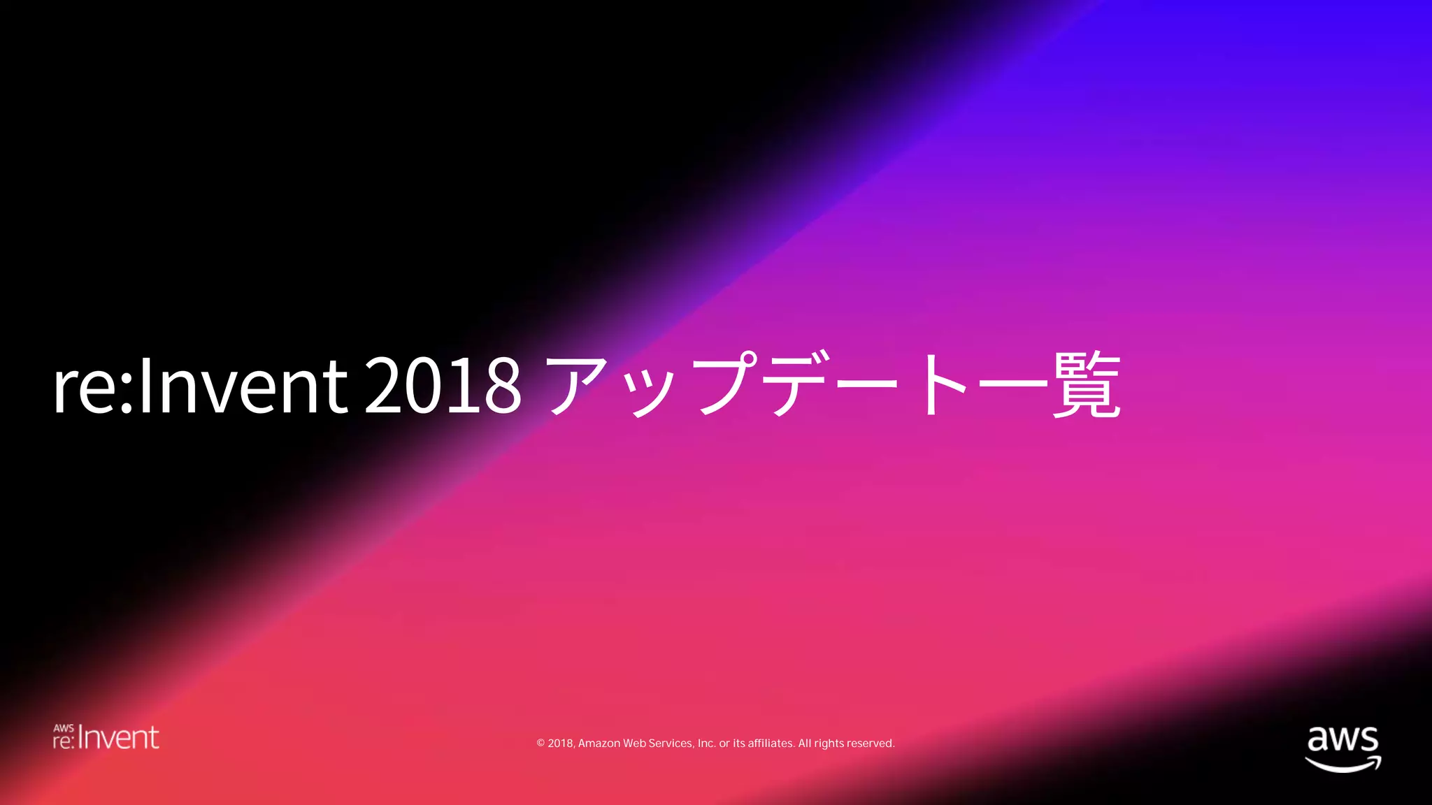 © 2018, Amazon Web Services, Inc. or its affiliates. All rights reserved.
 