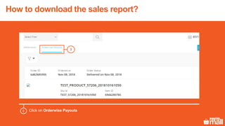 How to download the sales report?
3
Click on Orderwise Payouts3
 